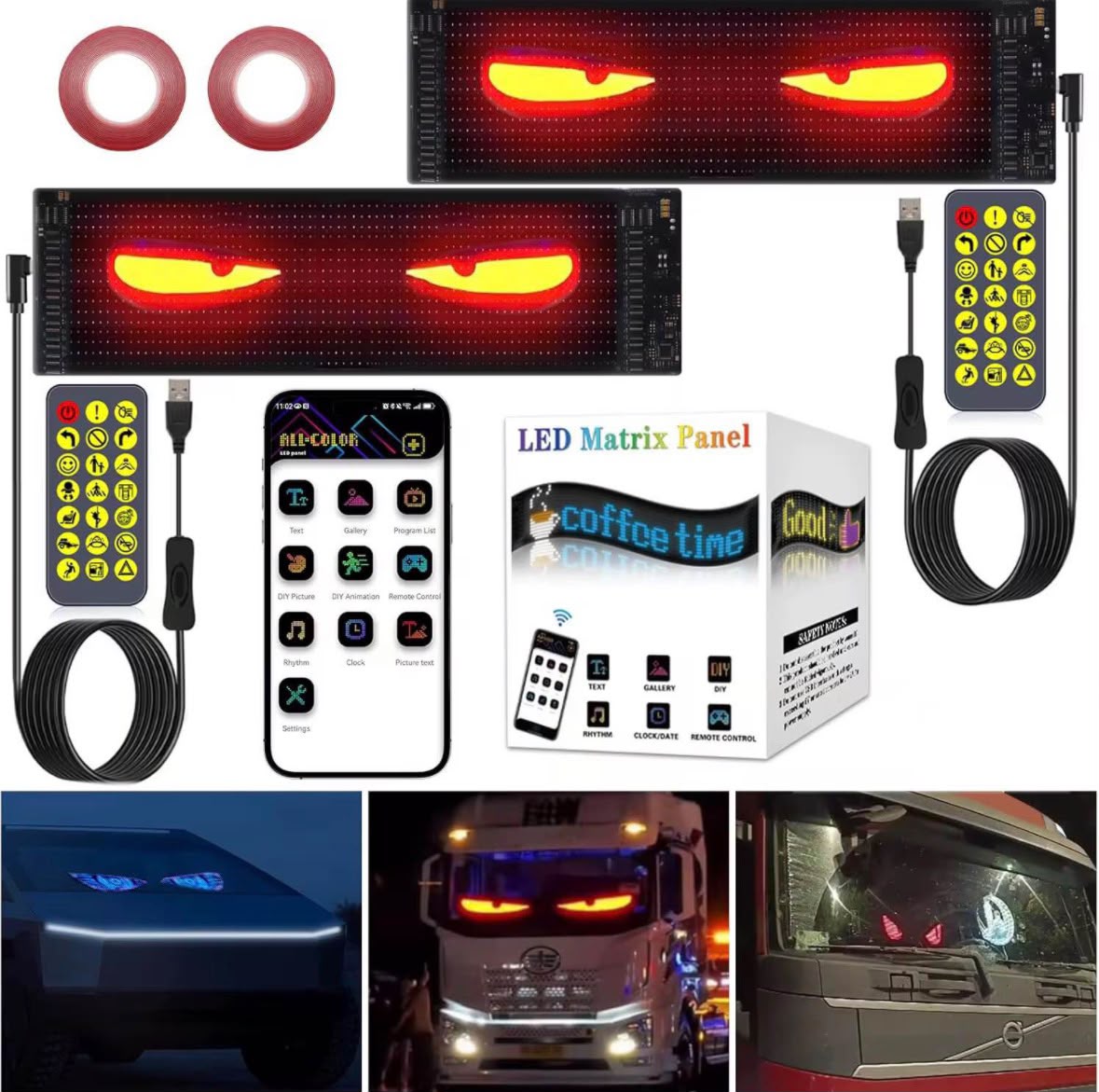Panel LED Matrix Flexible Inteligente | Control por App y Control Remoto (Para Carro, Camión o Negocio)