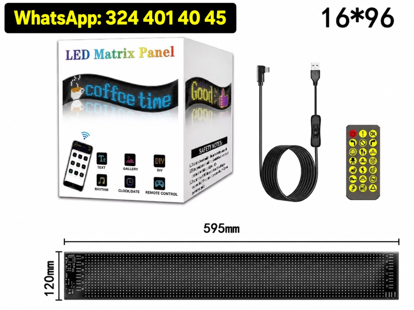 Panel LED Matrix Flexible Inteligente | Control por App y Control Remoto (Para Carro, Camión o Negocio)