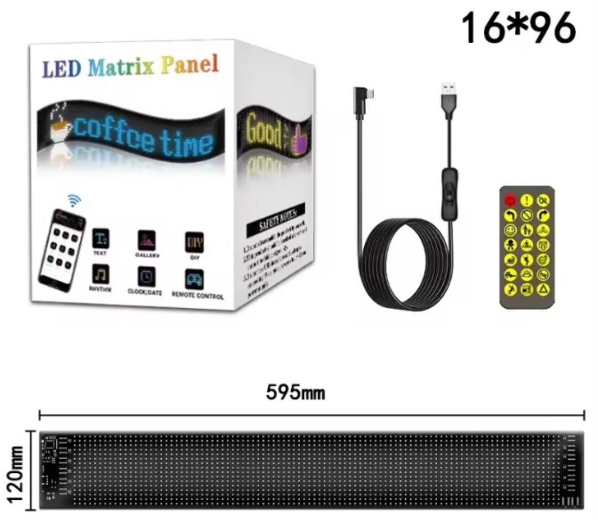 Panel LED Matrix Flexible Inteligente | Control por App y Control Remoto (Para Carro, Camión o Negocio)