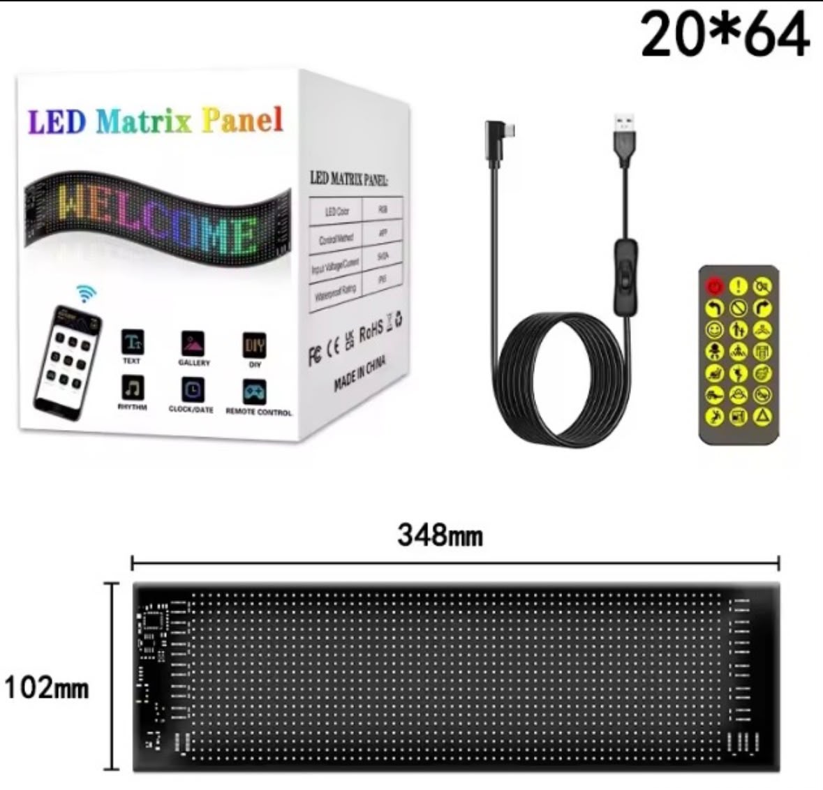 Panel LED Matrix Flexible Inteligente | Control por App y Control Remoto (Para Carro, Camión o Negocio)